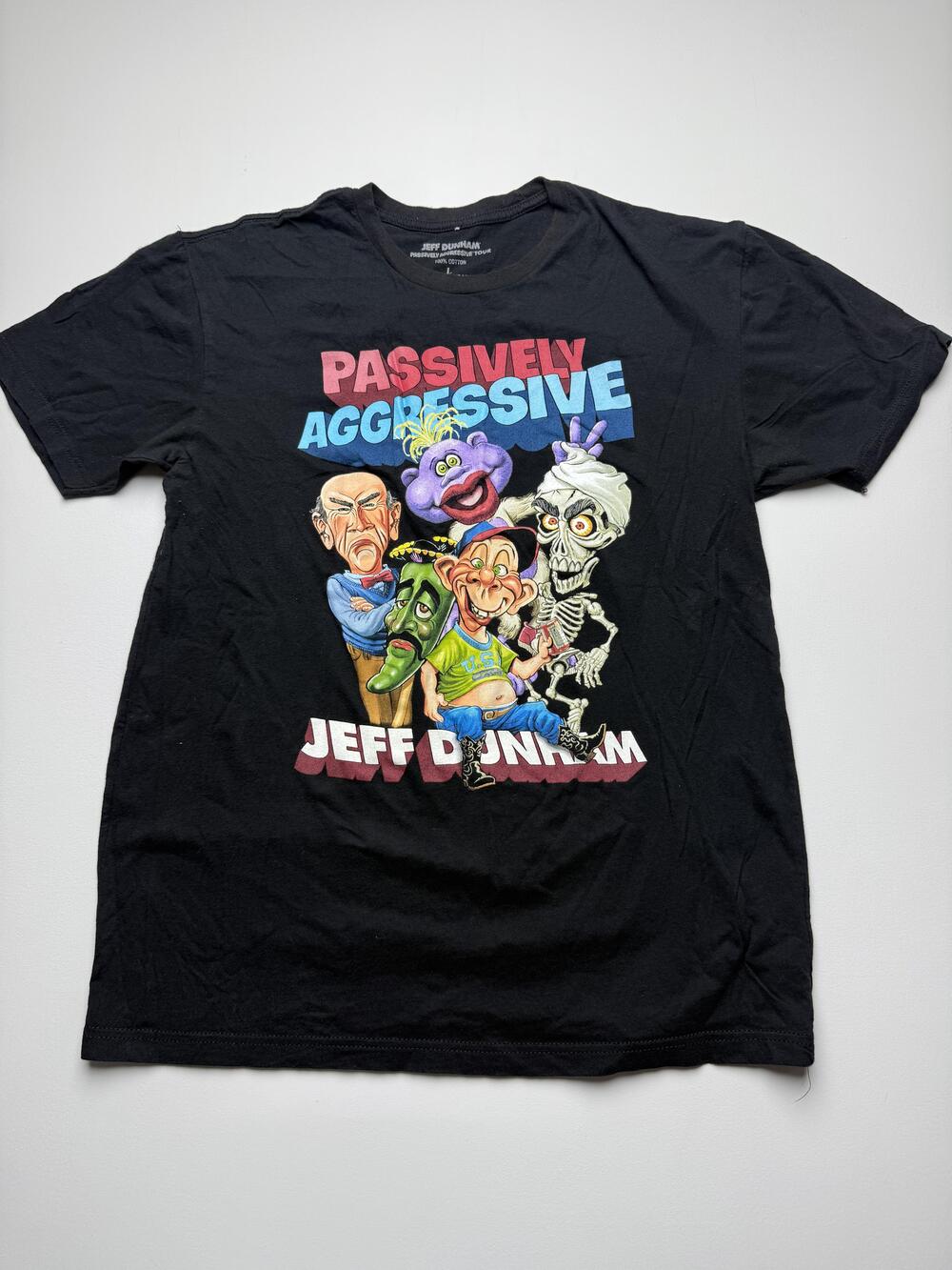 Jeff Dunham Shirt Mens Large Black Passively Aggressive Tour Graphic Tee Comedy